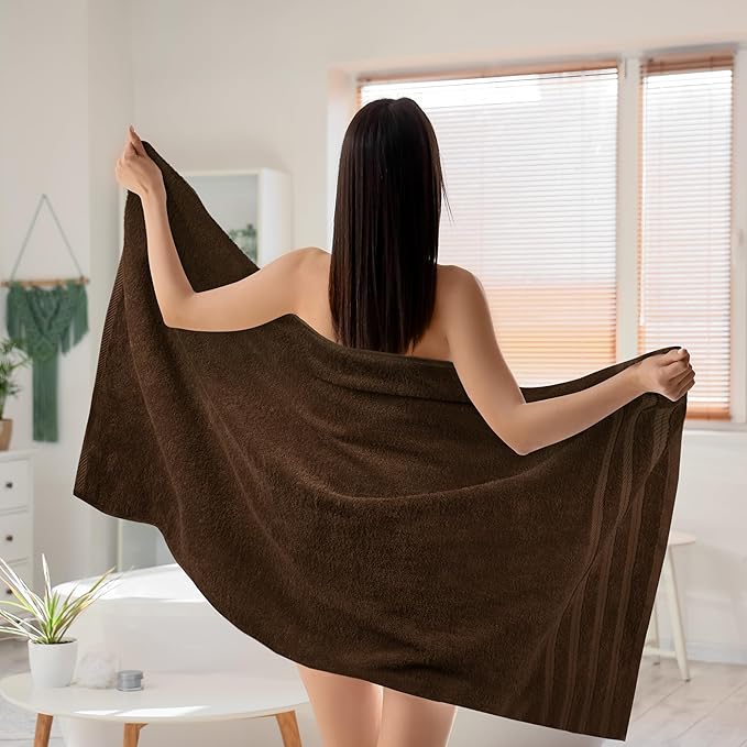 Utopia Towels 4 Pack Premium Extra Large Bath Towels Set, (30 x 60 Inches) 100% Ring Spun Cotton, Lightweight and Highly Absorbent Quick Drying Towels, Perfect for Daily Use (Dark Brown)