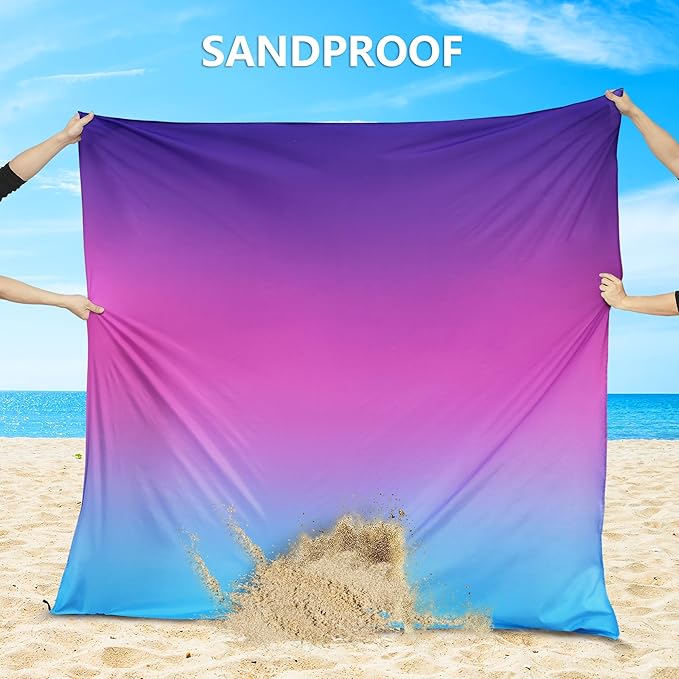 AISPARKY Beach Blanket Waterproof Sandproof Extra Large, Oversized Beach Mat, Quick Drying&Compact&Lightweight, Picnic Blankets Vacation Essentials for Outdoor Beach Camping (79" X 108" (6 Person))