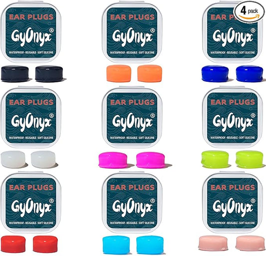 Family Pack Moldable Silicone Ear Plugs – 9 Pairs with Individual Cases, Waterproof & Noise Reducing for Sleeping, Swimming, Concerts, Travel (9 Colors)