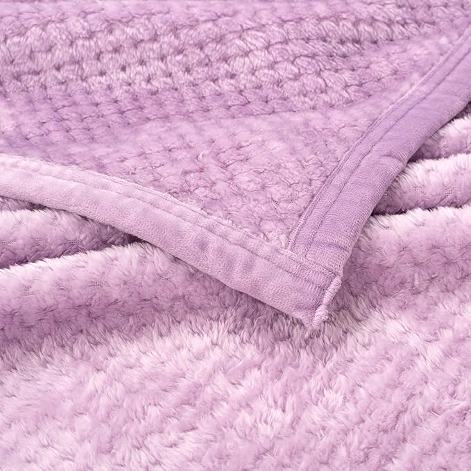 Fuzzy Blanket or Fluffy Blanket for Baby, Soft Warm Cozy Coral Fleece Toddler, Infant or Newborn Receiving Blanket for Crib, Stroller, Travel, Decorative, 30”×40”, Baby Pink+Lavender