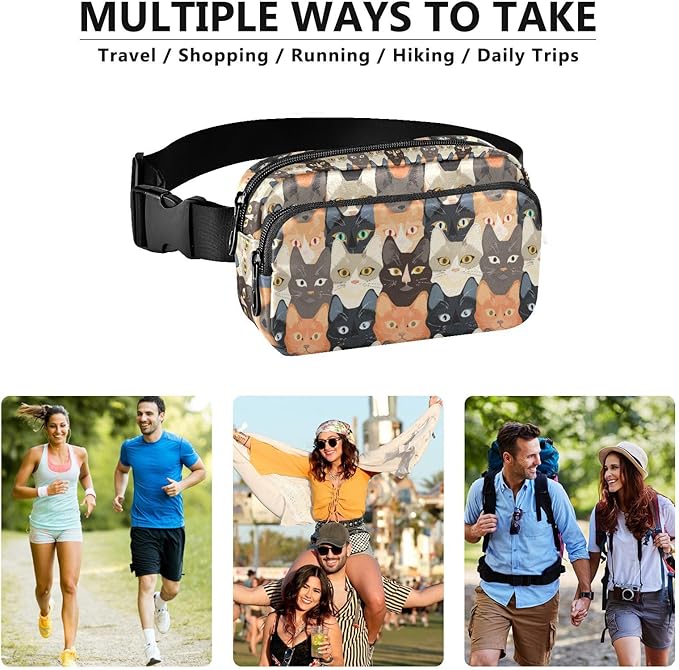 Kawaii Cat Fanny Pack for Women Men Water Resistant Fashion Waist Packs with Adjustable Strap Belt Bag for Travel Workout Jogging Hiking 21219379