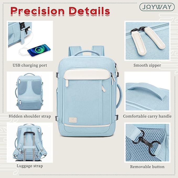 Joyway Expandable Carry on Luggage Sets Airline Approved, Lightweight Hard Shell 20 Inch Carry-on Suitcase with Spinner Wheels (Carry on luggage，LightBlue)