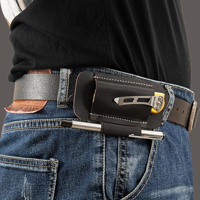 Leather Knife Sheath for Belt,Knife Sheath,Horizontal Carry Pocket Knife Holder,EDC Belt Organizer,Compact Draw Knife Holster,EDC Pocket Organizer,Sheath for Folding Knife