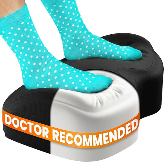 Everlasting Comfort Foot Rest for Under Desk at Work - Memory Foam Office Foot Stool & Under Desk Footrest Leg Elevation Pillow for Gaming & Home Office, Supports Posture