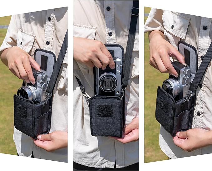 KIWIFOTOS Travel Camera Bag with Strap Camera Carrying Case for Fuji X-E5 X100VI X100V X100F GFX100RF Sony RX1R III A6700 A6600 A6100 CANON G1X Mark III Compact Camera