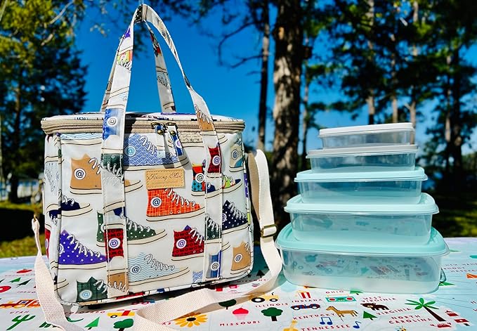 Kwang Min Insulated Insulated Cooler Bag,Reusable Large Lunch Bag for Women, Great for Outdoors,Camping,Party,Premium Quality,Adjustable Strap,Foldable