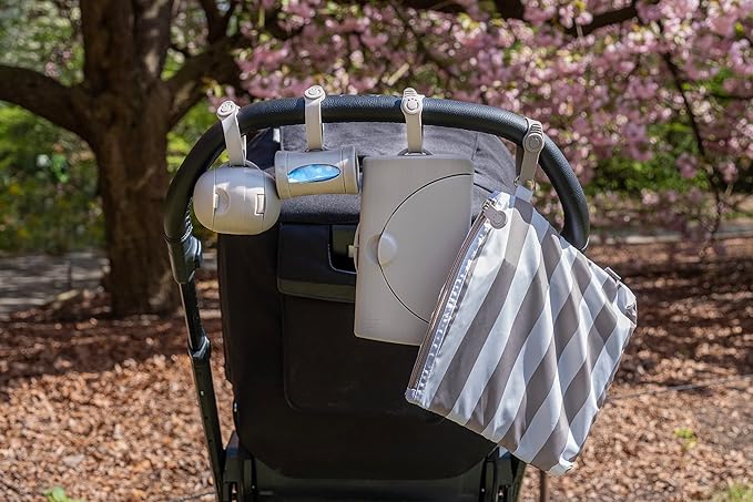 Ubbi On-The-Go Dual Pacifier Holder, Keep's Baby's Binkies Clean and Accessible, Portable for Travel, Diaper Bag Accessory Must Have for Newborns, Taupe