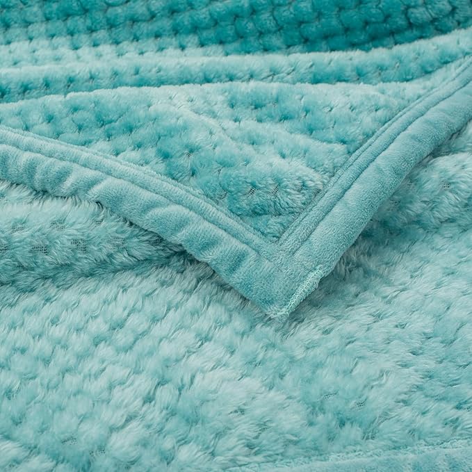 Fuzzy Blanket or Fluffy Blanket for Baby, Soft Warm Cozy Coral Fleece Toddler, Infant or Newborn Receiving Blanket for Crib, Stroller, Travel, Decorative, 30”×40”, Ice Blue+Blue Bell