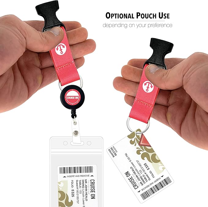 Cruise On Cruise Lanyard for Ship Cards – 2-Pack Retractable Badge & Waterproof Key Card Holder for Ship Cards – Cruise Essentials 2026-2027, Perfect for Travel & Vacation (Pink Anchor)