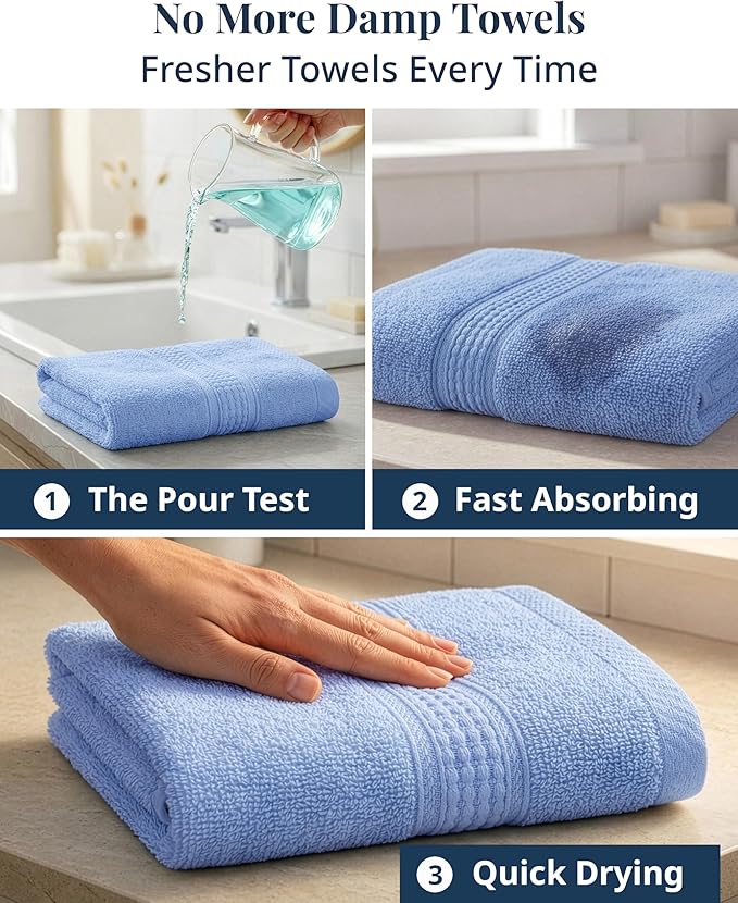 LANE LINEN Bath Hand Towels for Bathroom - Pack of 4 (16" x 28"), 100% Cotton Hand Towel - Soft, Durable, Quick Dry & Highly Absorbent - Hotel Quality Face Towels for Salons & Home Use - Cerulean Blue