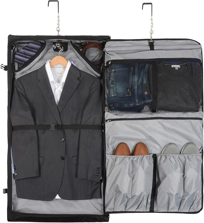WallyBags® Solutions 45" Premium Garment Bag with shoulder strap and multiple pockets