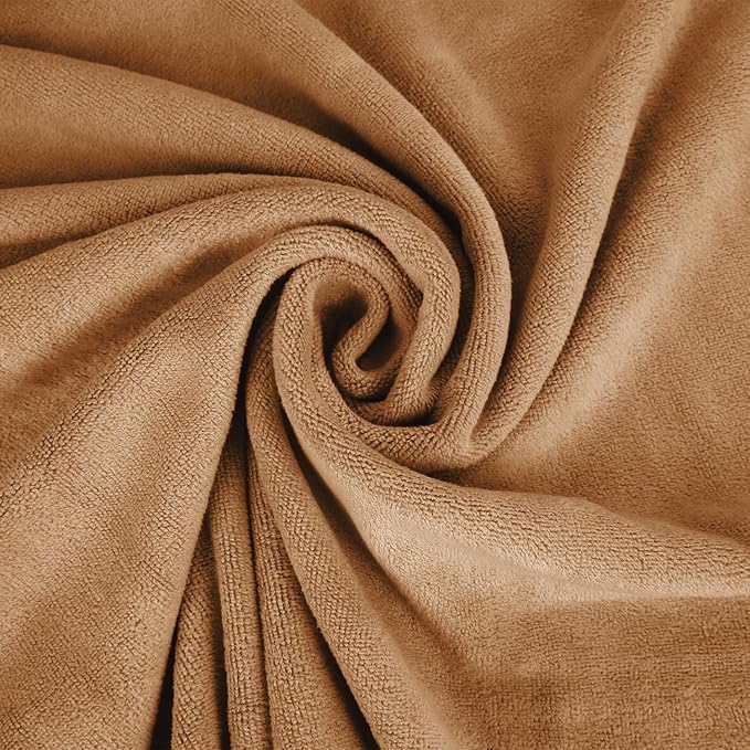 JML Large Microfiber Bath Towels Set of 2, 30" x 60", Oversized, Soft, Super Absorbent Fast Drying for Shower, Swimming, Sauna, Pool, Beach, Sport, Fitness, Yoga, Beige