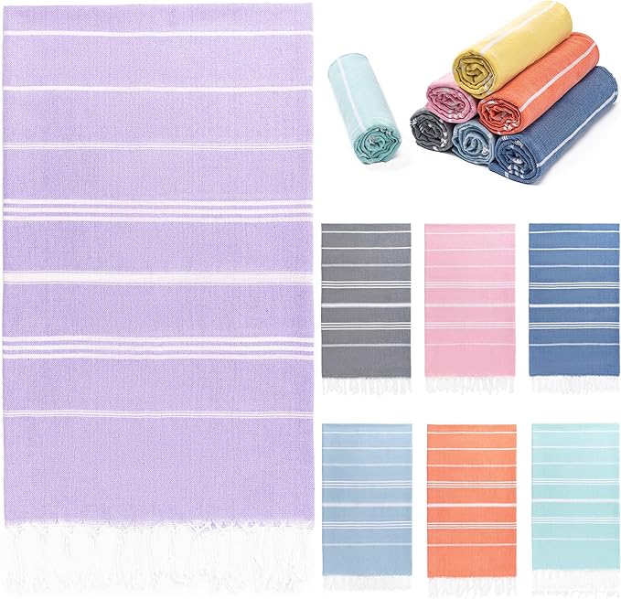 Turkish Beach Towel, 36"x71" Quick Dry Sand Free Oversized Bath Pool Swim Towel, Lightweight Travel Turkish Towels Vacation Essentials, Purple