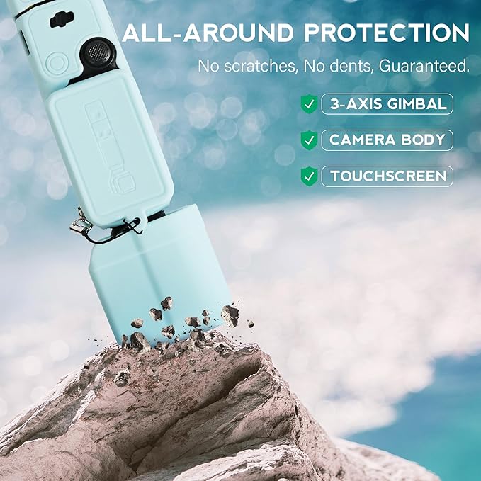 Protective Case for DJI Osmo Pocket 3 / Xtra Muse Camera, Soft Silicone Grip Cover with Screen Protection & Mic, Lightweight, Anti-Scratch, for Travel, Vlogging, Daily Filming – Blue