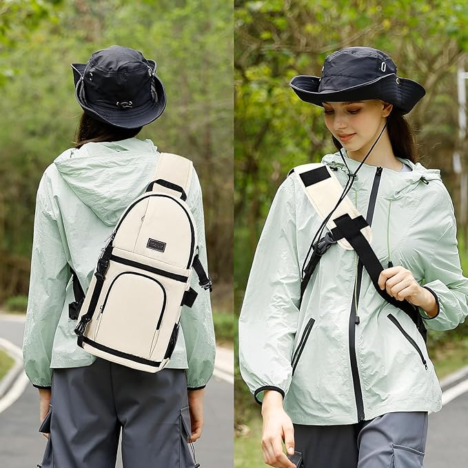 MOSISO Camera Sling Bag, DSLR/SLR/Mirrorless Camera Case Shockproof Photography Camera Backpack with Tripod Holder & Removable Modular Inserts Compatible with Canon/Nikon/Sony/Fuji, Beige
