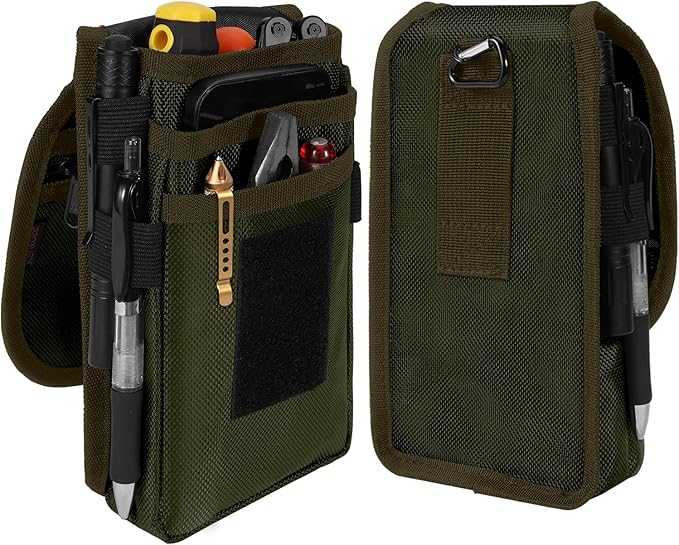 KENOBEE Belt Tool Pouch, Multitool Organizer Electrician Holster Nylon Tactical Pocket Attachment Utility Sheath Bag Tradesman Pro Maintenance Tool Sleeve for EDC Gears Cellphone