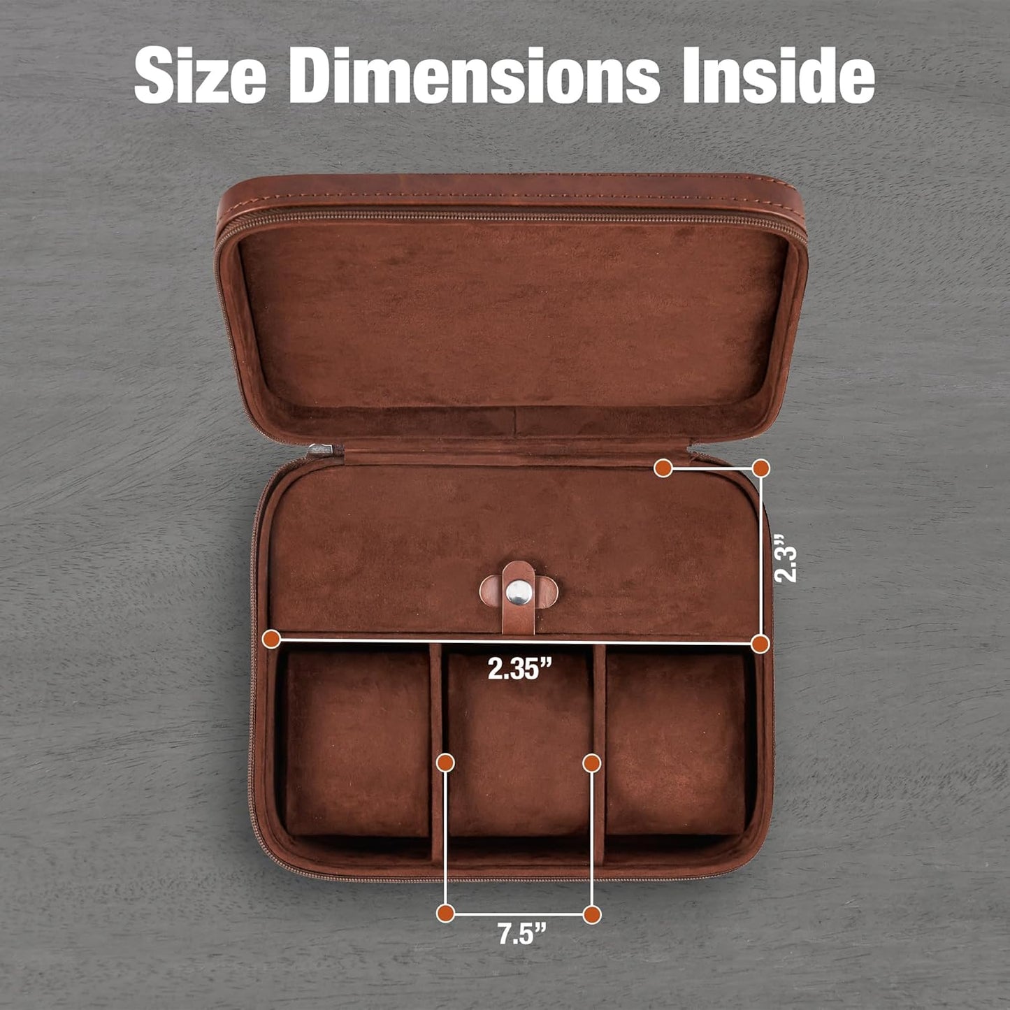 Awesometik 3 Slot Luxury Travel Faux Leather Watch Case. Watch Storage Organizer. Watch Display & Watch Holder. Perfect For Watch Collection. Ready to Gift for Men (3 Slot Watch Case)