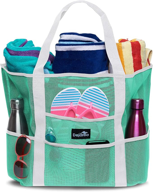 Dejaroo Mesh Sand Free Bag - Strong Lightweight Bag For Beach & Vacation Essentials. Tons of Storage!