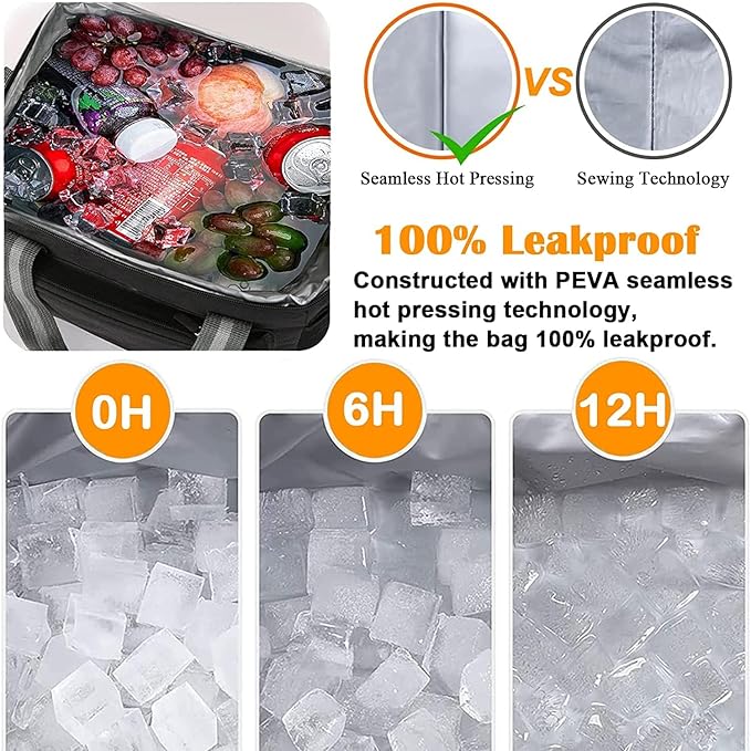 Ozzwolle Insulated Cooler Bag for 24Can (15L) Reusable Thermal Bag Leakproof Freezable Cooler Bag Organizer with Adjustable Shoulder Strap for Women Men Office Work Picnic Hiking Beach