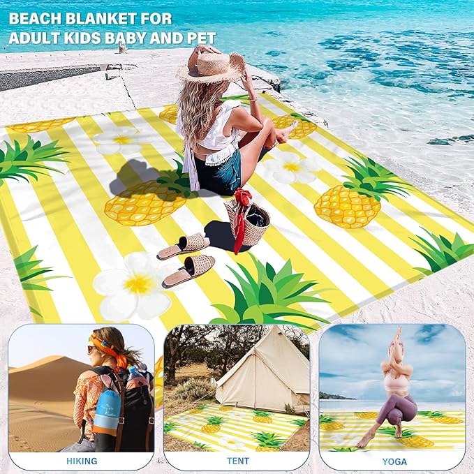 Beach Blanket Oversized Extra Large78 X 81",Waterproof Sandproof Beach Blanket 1-7 Adults Lightweight Durable for Travel Camping Hiking Picnic