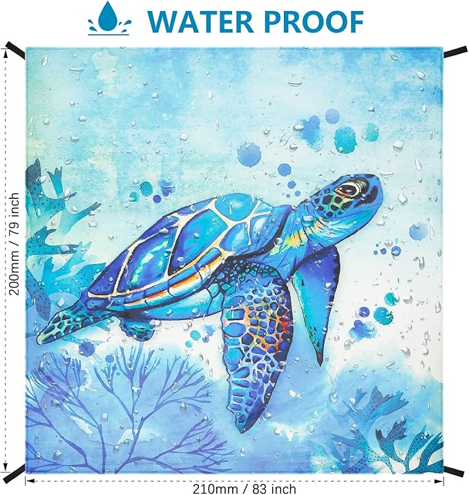 Beach Blanket Waterproof Sandproof Beach Mat 79”x 108” for 1-8 Adults Quick Drying Durable Outdoor Picnic Mat for Beach Festival Travel Camping Hiking (Seaturtle-Medium, 79"×108"(6 Person))