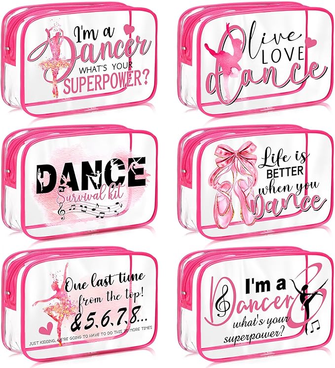 Cunno Makeup Bags Gifts for Women Teacher Beach Cruise Swim Nurse Dance Happy Graduation Gift Survival Kit Clear Cosmetic Bags PVC Waterproof Travel Toiletry Handbags Purses Organizer(Dance)