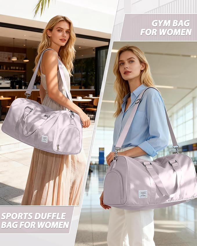 Gym Bag for Women Men with Shoe Compartment,Small Travel Duffle Bags for Traveling Overnight Weekender Bag Personal Item Travel Bag Large Sport Bag Workout Bag Pink