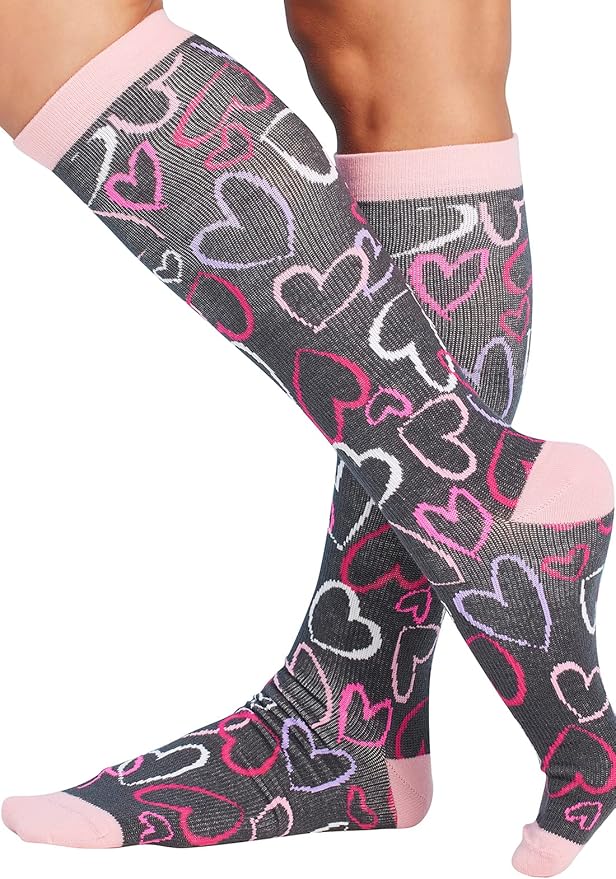 Cherokee Women's 10-15mmHg Compression Socks – Fun Print Knee Highs with Light Support, Soft Feel - PRINTSUPPORT