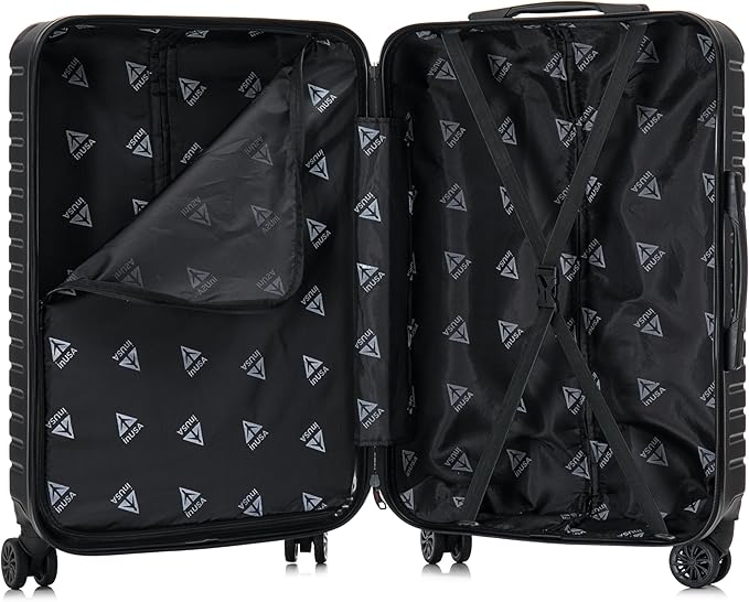 InUSA DEEP Luggage with GEL Handle | Spacious Traveling Suitcases, Travel Suitcase with Dual Spinner Wheels and Studs | 20 Inch Carry On Hardside Luggage | Black