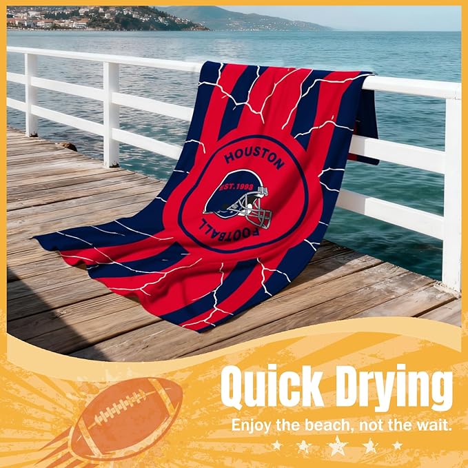 Football Fan Oversized Microfiber Beach Towel Themed XL Sand Free Towels Men Women Texans Team Dad Boyfriend Guy Him Birthday Anniversary Novelty Prank Hilarious