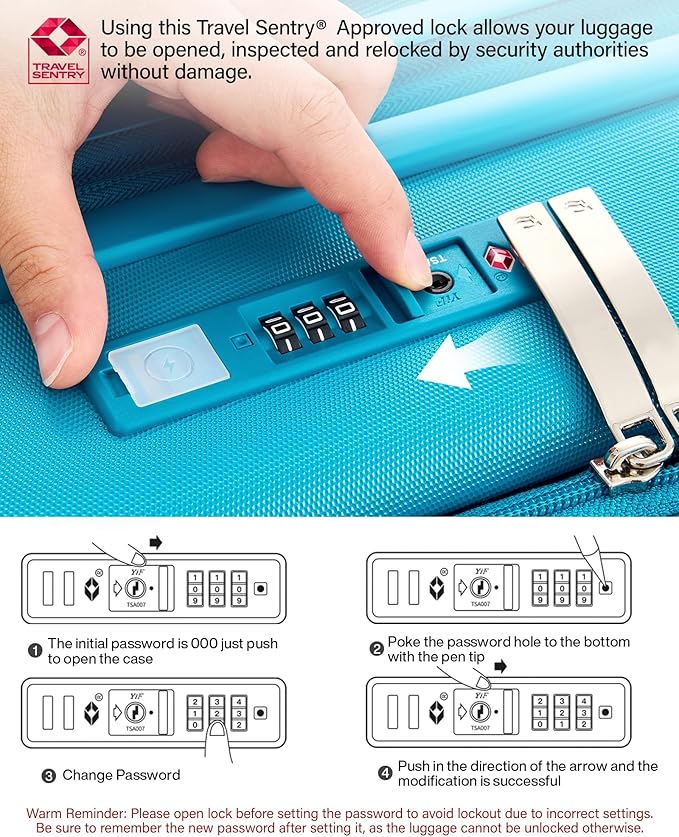 Hanke Expandable Luggage Top Opening Travel Luggage Rolling Suitcase with Cup Holder Hard Shell Suitcases with Wheels (Caribbean Blue +20 Inch EXT)