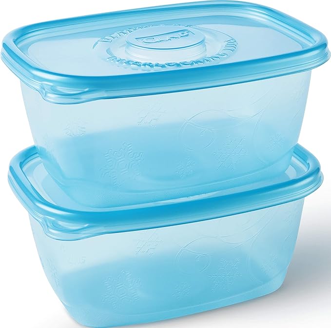 Glad GladWare FreezerWare Food Storage Containers with Lids, Large Rectangle No BPA Plastic for Freezing Soups Meals and Batch Cooking, Crack Resistant, Microwave Dishwasher Safe, 64 Oz, 2 Ct - 6 Pk