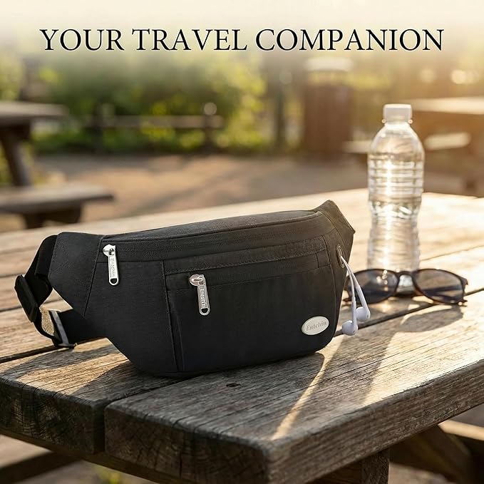 Entchin Fanny Pack for Women Men,Crossbody Belt Bag with 4-Zipper Pockets,Adjustable Waist Bag Pack,One of the Most Popular Travel Essential Gifts for Walking,Traveling,Cycling