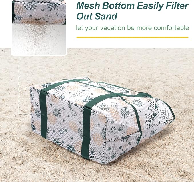 F-color Mesh Beach Bag Family - Large Tote Bag for Cruise Pool Toys Beach Vacation Essentials