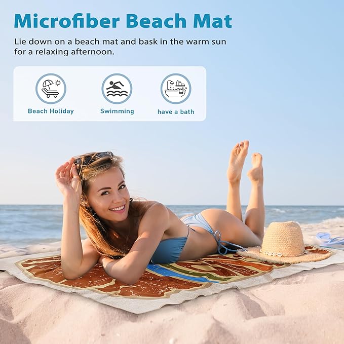 Solaris Microfiber Beach Thin Blanket for Swimming, 40"x71" Sand-Free Quick-Dry Absorbent Compact Towel Mat for Adults, Ideal Travel Beach Gifts