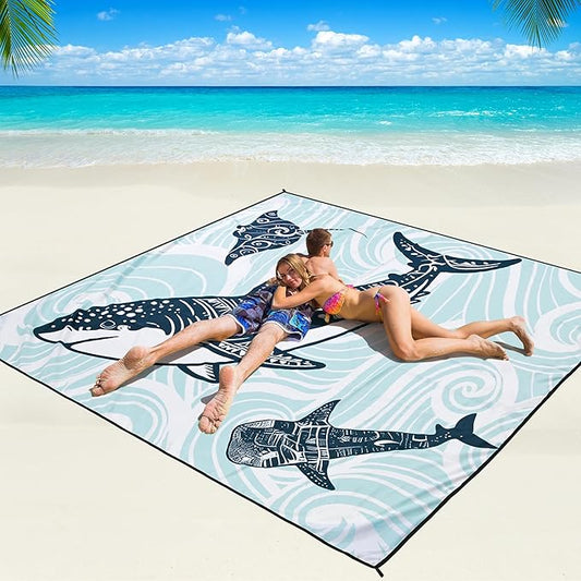 Beach Blanket Waterproof Sandproof Beach Mat 79" X 83"/10'x9'for 2-8 Adults Quick Drying Outdoor Picnic Mat Beach Accessories for Travel, Camping, Hiking