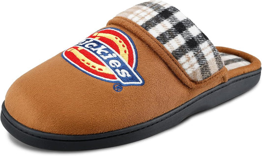 Dickies Men's Slide-on Memory Foam Scuff Slipper With Embroidered Logo - Indoor/Outdoor Sole