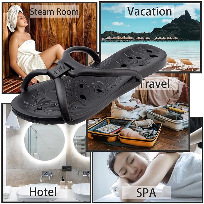 Shower Shoes for Women and Men Quick Drying Non-Slip Pool Slides Comfortable College Dorm Slippers Lightweight Beach Sandals with Drain Holes
