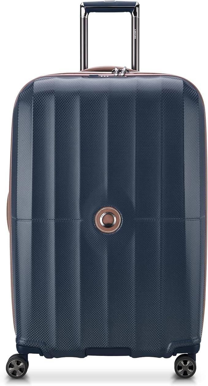 DELSEY PARIS Carrousel Hardside Expandable Luggage with Spinner Wheels, Navy, Checked-Large 28 Inch