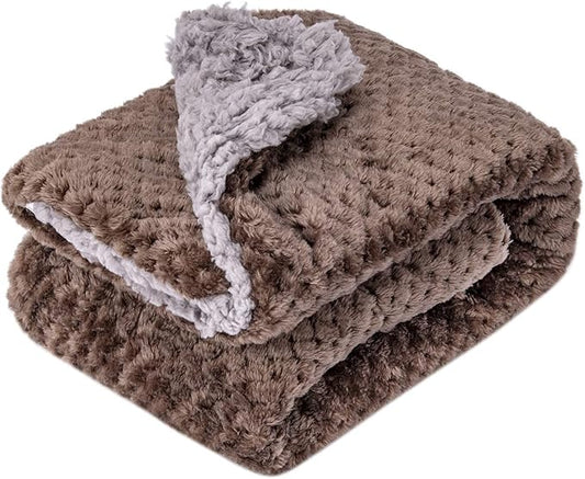 Fuzzy Sherpa Reversible Blanket for Baby, Soft Warm Cozy Coral Fleece Toddler, Infant or Newborn Reversible Blanket for Crib, Stroller, Travel, 30”×40”, Eagle Grey