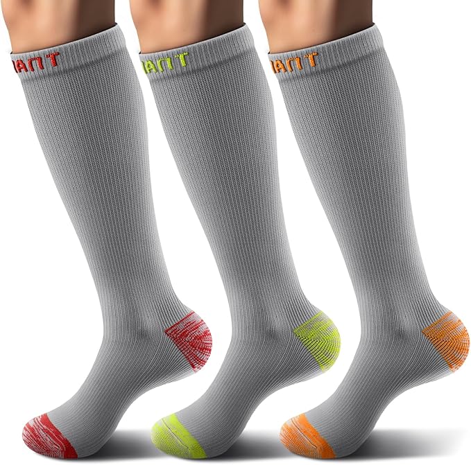 BULLIANT Compression Socks 3Pairs-15-20mmHg Circulation Support Men Women Hiking Sports Recovery-Upgraded Wicking Tech
