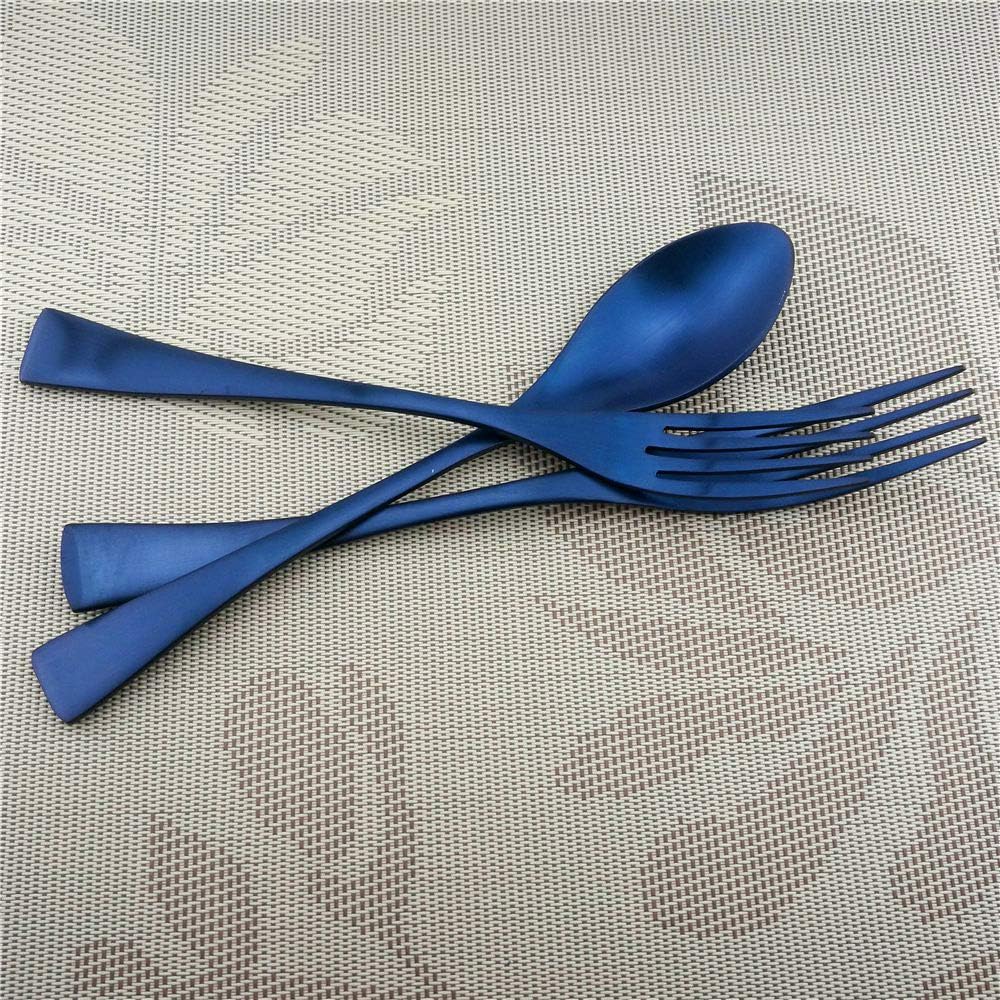 24-Piece Flatware Set,Extra Thick Heavy Duty - 18/10 Stainless Steel Cutlery Sets,High Matte Blue Finish Silverware Flatware Sets Service for 4, Use for Home,Kitchen Utensil Set