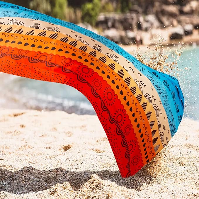 BEW Beach Blanket Waterproof Sandproof, Outdoor Picnic Blankets Sand Free for 4 Adults, Lightweight Quick Drying Beach Mat for Beach Travel, Camping, Hiking, Boho Beach Essentials Accessories