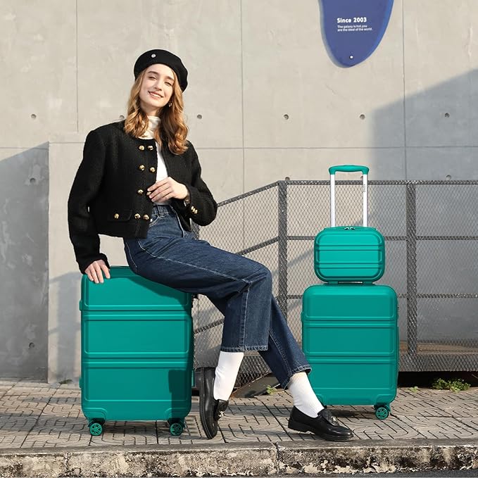 Kono 28 Inch Luggage Expandable Suitcase with Spinner Wheels TSA Lock Lightweight PC+ABS Hardside Large Checked Luggage Durable Rolling Suitcase Turquoise