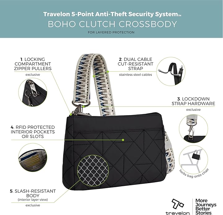 Travelon unisex-adult Anti-Theft Boho Clutch Crossbody