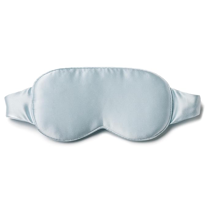 Fishers Finery 25 Momme 100% Organic Mulberry Silk 3D Sleep Eye Mask - Lash Extension Friendly, Zero Eye Pressure Blackout Blindfold (Misty Blue)