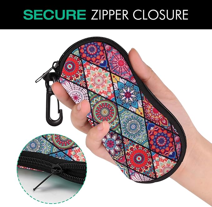 MoKo Sunglasses Soft Case Ultra Light Neoprene Zipper Eyeglass Case for Men Women