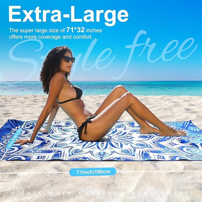 6 Packs Lightweight Thin Microfiber Beach Towel Oversized Quick Dry Compact Sandproof Clearance Towels Sand Free Camping Swimming Pool Easy Pack Travel Adults Purple Bohemian Marble Sea Bohemian