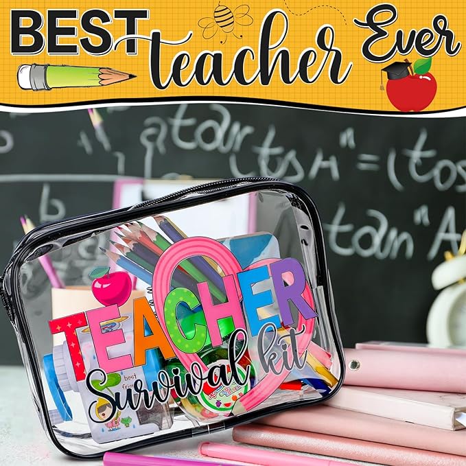 Cunno Makeup Bags Gifts for Women Teacher Beach Cruise Swim Nurse Dance Happy Graduation Gift Survival Kit Clear Cosmetic Bags PVC Waterproof Travel Toiletry Handbags Purses Organizer(Teacher)