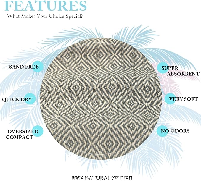 Your Choice Turkish Beach Towel (71x41) - 100% Cotton Turkish Towel, Sand Free Quick Dry Oversized, Lightweight Compact Travel Towel - Color Dark Grey